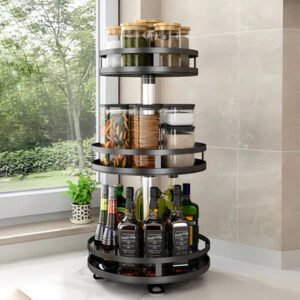 Swivel Metal Organizer with 3 Tiers for Storage