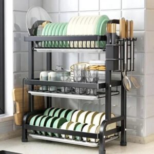 3 Tier Kitchen Dish Drying Rack with Adjustable Shelves
