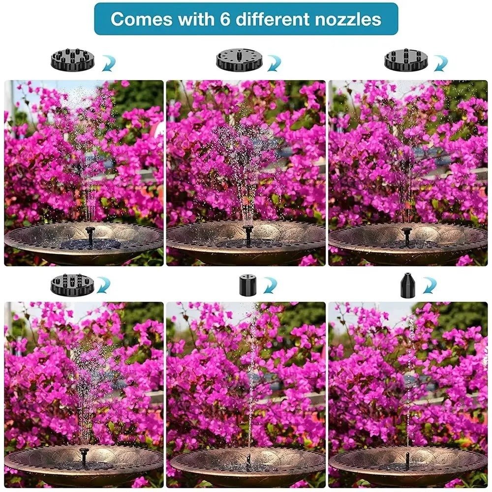 Solar panel on top of water fountain