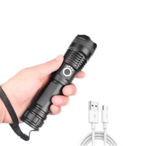 LED Flashlight with Adjustable Beam and USB Rechargeable Design