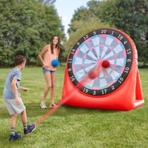Inflatable Football Kick Target with Adhesive Surface and Pump