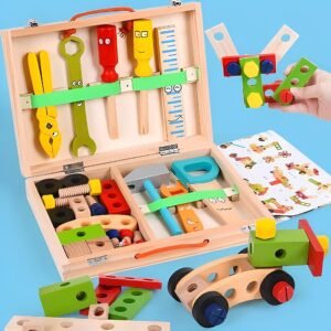 Kids Pretend Tool Set with Building Parts and Storage Box