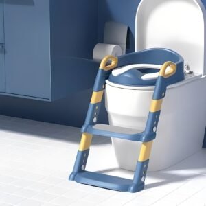 Foldable Toddler Potty Trainer with Integrated Step Ladder