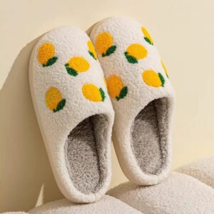 Fruit Design Cotton Slippers with Non Slip Sole for Indoor Use