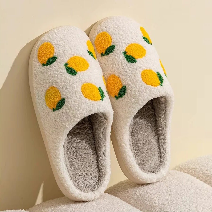 Fruit Design Cotton Slippers with Non Slip Sole for Indoor Use