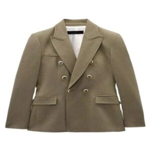 Women's Long Sleeve Button Front Blazer with V Neck  Design