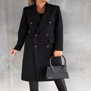Women's Double Breasted Winter Coat with Slim Fit Design