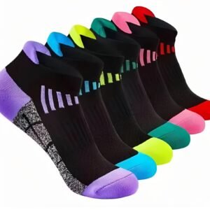 Low Cut Athletic Socks with Moisture Wicking, 6 Pair Set for Sports