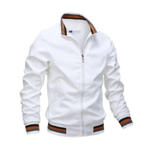 Men's Zip Front Bomber Jacket with Lightweight Design