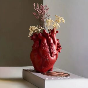 Heart Shaped Bamboo and Wood Vase for Decorative Display