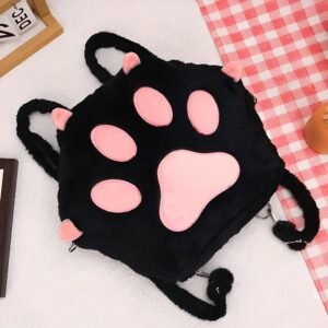 Cat Paw Plush Backpack Purse with Adjustable Straps for Women