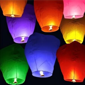 Hanging Paper Lanterns with Multicolor Decorative Design