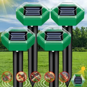 Solar Powered Ultrasonic Mole Repeller, Set of 4