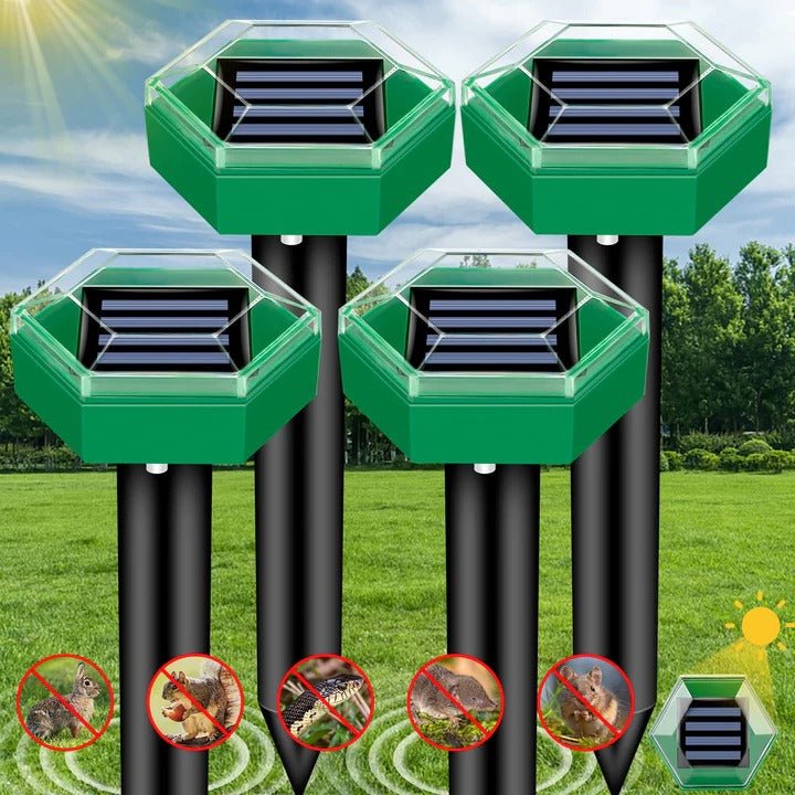 Solar Powered Ultrasonic Mole Repeller, Set of 4