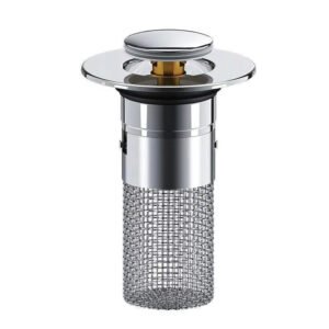 Pop Up Sink Drain Plug with Hair and Debris Catcher for Bathroom and Kitchen