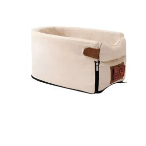 Compact Pet Travel Seat for Cars, Armrest Mount, Zipper Closure, Small Pets