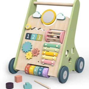Wooden Activity Walker with Adjustable Wheel Resistance