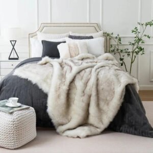 Faux Fur Plush Throw Blanket for Home Decor