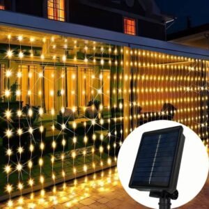 Solar Powered Outdoor Curtain Fairy String Lights for Garden and Patio