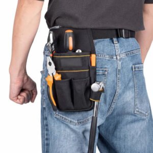 Electrician Tool Pouch with Adjustable Belt and Reinforced Base