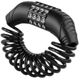 Motorcycle Helmet Cable Lock with 59 Inch Steel Cable and Resettable Combination