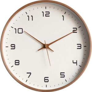 Wooden Wall Clock with Classic Round Frame, 10 Inch