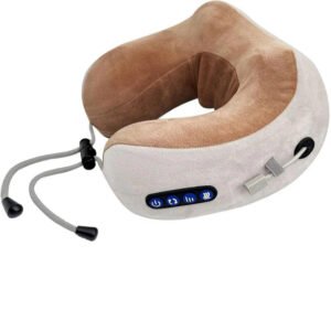 Ergonomic Travel Neck Pillow with Built-In Massager for Relaxation Support