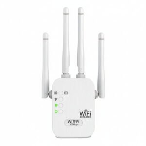 Dual Band Wi-Fi Range Extender with 4 Antennas and Ethernet Port for Whole Home Coverage