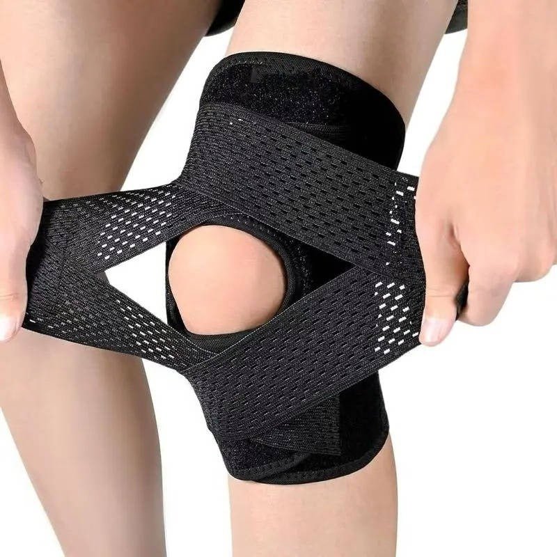 Adjustable Knee Brace with Side Stabilizers and Breathable Mesh Support