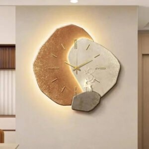 Natural Wood Wall Clock with Integrated Soft LED Lighting