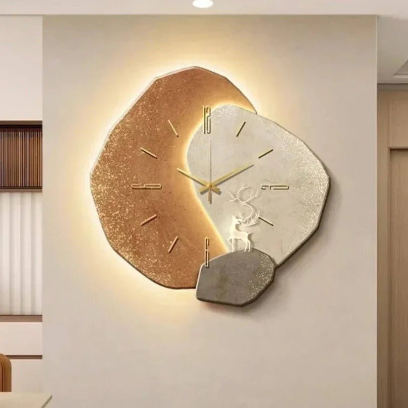 Natural Wood Wall Clock with Integrated Soft LED Lighting