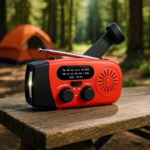 Hand Crank Emergency Radio with AM/FM/WB Bands, LED Flashlight and Rechargeable Battery