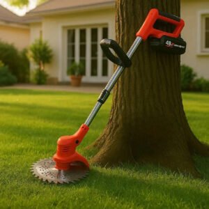 850W Cordless Electric Brush Cutter with 21V Battery for Grass and Branch Clearing