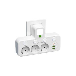 Multi-Outlet Power Strip with USB and USB-C Ports and 2500W Surge Protection Support