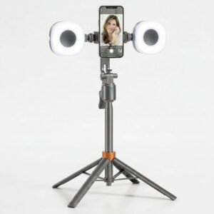 Smart Auto Tracking Phone Holder Tripod with Dual Fill Lights for Live Streaming and Vlogging