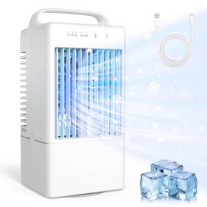 Mini USB Desktop Air Cooling Fan with Ambient Light, 4 Speed Settings and Timer