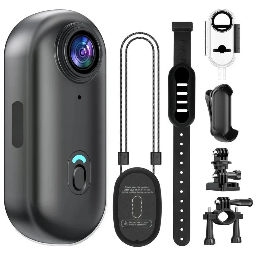 Compact 4K Wearable Action Camera with Waterproof Body and 128GB Internal Memory