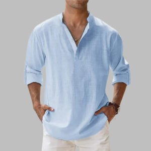 Men's Breathable Linen Button Down Short Sleeve Top for Summer and Warm Climate Wear