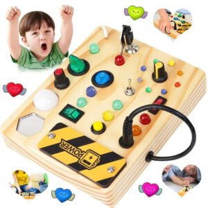 Montessori Wooden Switch Board with LED Lights for Toddlers