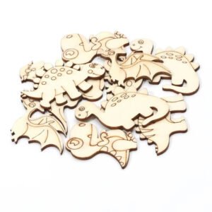 Wooden Dinosaur Craft Slices Set, 20 Piece for Scrapbooking and DIY Projects