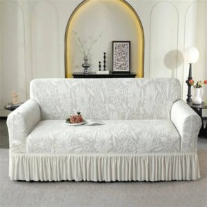 Jacquard Sofa Slipcover with Sunflower Pattern and Skirt