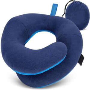 Adjustable Travel Neck Pillow with Reversible Microfleece Cover