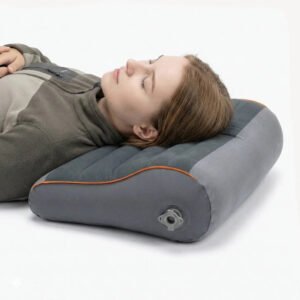 Portable Inflatable Camp Pillow with Dual Valve and Washable Cover