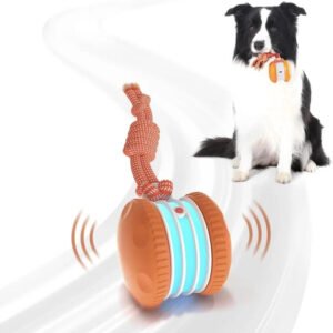 Automatic Rolling Ball Toy for Dogs with Rope, 2 Piece Set