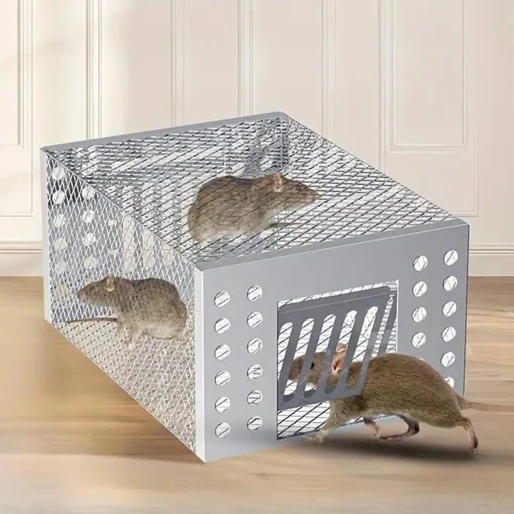 Reusable Sliding Door Rodent Cage with One Way Entry Design