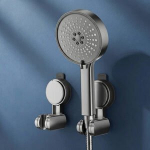 No Drill Adhesive Shower Head Holder, Adjustable 360 Degree Wall Mount Bracket