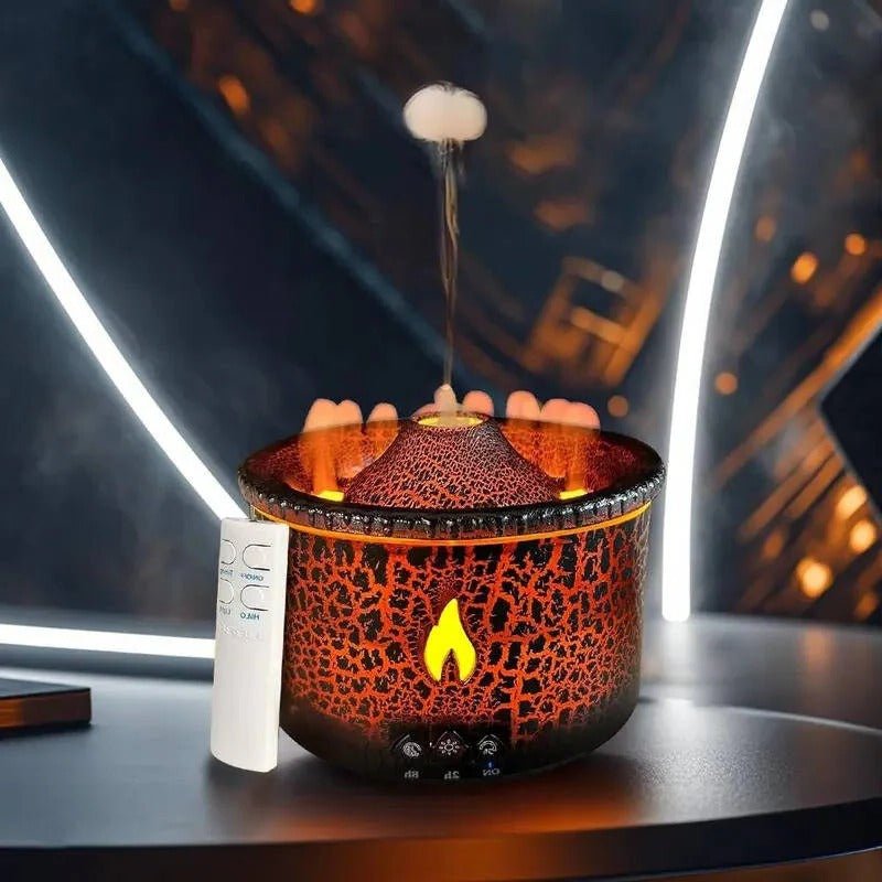 Volcano Shaped Essential Oil Diffuser with Night Light and Remote Control