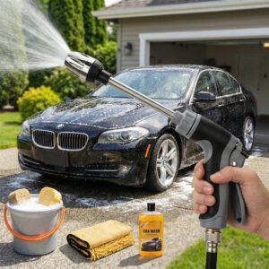 Stainless Steel Garden Hose Nozzle with Long Handle and Spray Modes