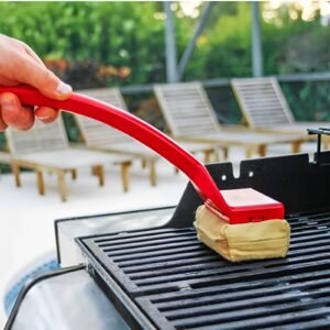 Long Handle BBQ Grill Cleaner Brush with Steam Scrub Pad