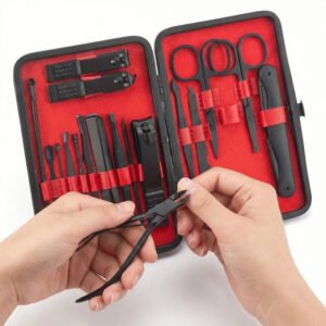Stainless Steel Manicure and Pedicure Nail Clipper Set with Travel Wallet, 24 Piece